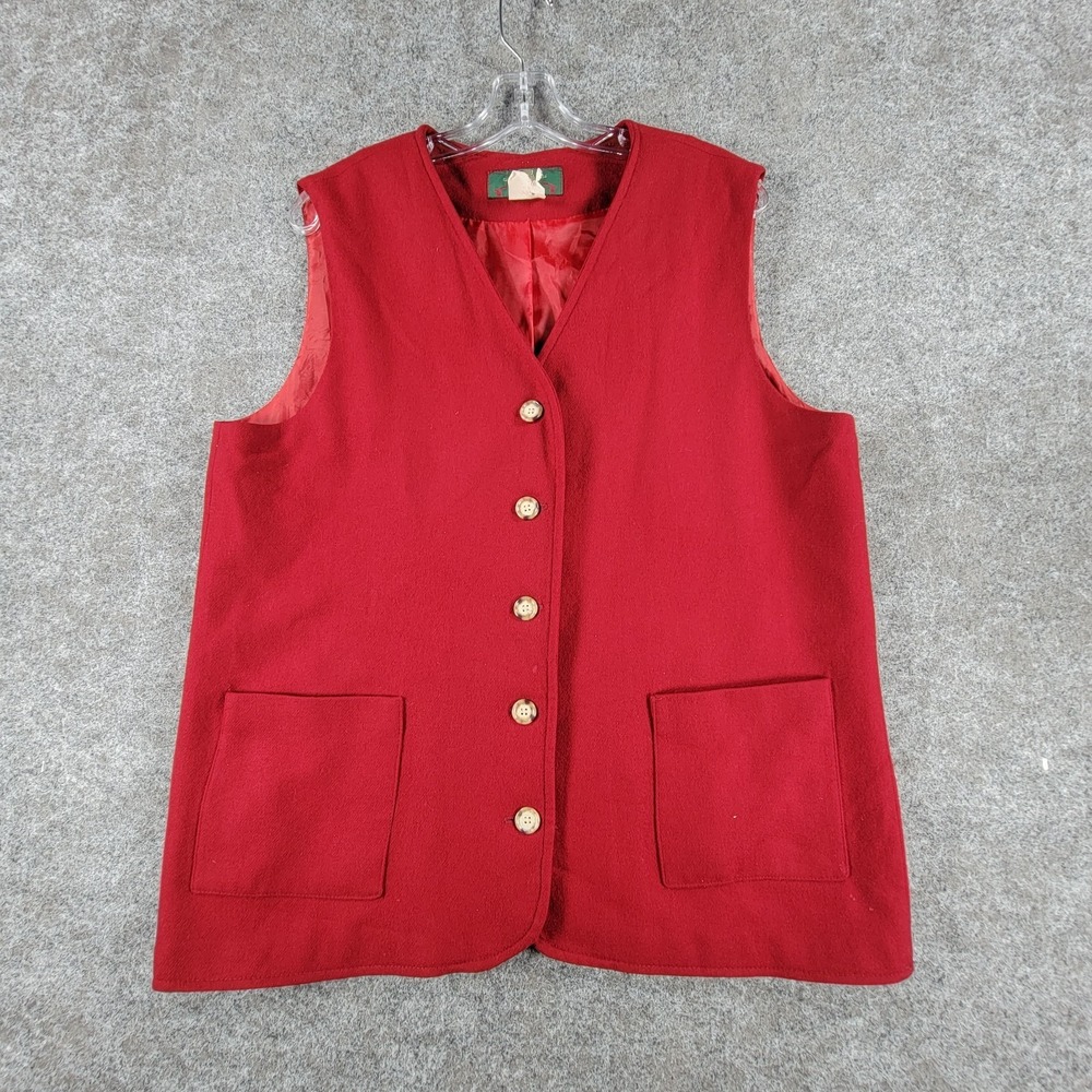 Orvis Vest Womens Red Academic Preppy Style Sleeveless Button Front Pockets